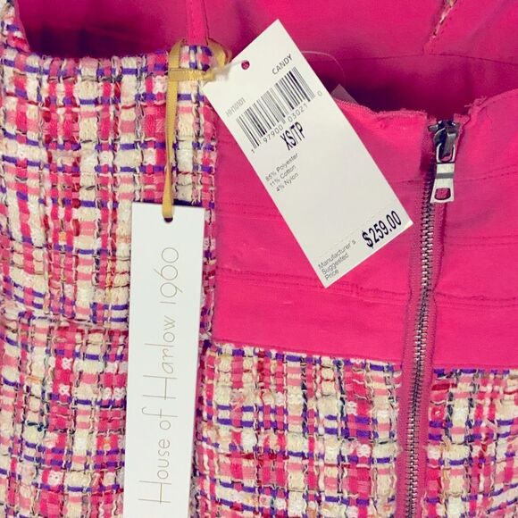 NWT House of Harlow 1960 Pink  Cream and Blue  Woven fabric  Size  XS - Picture 9 of 12